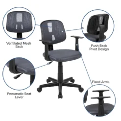 Flash Furniture Flash Fundamentals Mid-Back Mesh Swivel Task Office Chair With Pivot Back And Arms -Flash Furniture GUEST 71721c3f 50b8 4765 9964 311142d50f3d