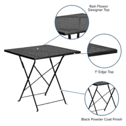 Flash Furniture Oia Commercial Grade 28" Square Indoor-Outdoor Steel Folding Patio Table -Flash Furniture GUEST 71cb8aec 375a 4b45 ba21 36b2808900f3
