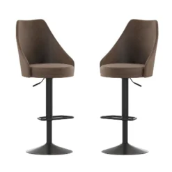 Flash Furniture Chrishelle Set Of 2 Commercial Adjustable Height Barstools With Upholstered Tufted Seats And Pedestal Base With Footring, Black -Flash Furniture GUEST 736eeb45 1b49 4f14 8210 b2cd0d4bf08d
