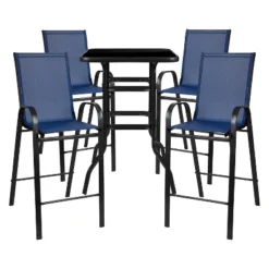 Flash Furniture Outdoor Dining Set - 4-Person Bistro Set - Outdoor Glass Bar Table With All-Weather Patio Stools -Flash Furniture GUEST 74524028 0d20 41d6 8cee 718d7f479fe6