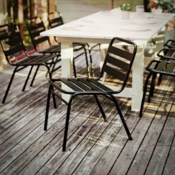 Flash Furniture Lila Aluminum Commercial Indoor-Outdoor Armless Restaurant Stack Chair With Triple Slat Back -Flash Furniture GUEST 745be7f9 1236 4e74 a5ea e44cf5814b0f