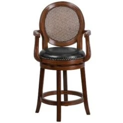 Flash Furniture 26'' High Expresso Wood Counter Height Stool With Arms, Woven Rattan Back And Black LeatherSoft Swivel Seat 18 Flash Furniture 26'' High Expresso Wood Counter Height Stool With Arms, Woven Rattan Back And Black LeatherSoft Swivel Seat -Flash Furniture GUEST 74a24703 1d14 4233 802f 82299197d845