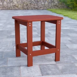 Flash Furniture Charlestown All-Weather Poly Resin Wood Commercial Grade Adirondack Side Table