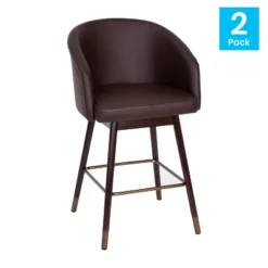 Flash Furniture Margo Commercial Grade Mid-Back Modern Barstool With Beechwood Legs And Curved Back - Set Of 2 -Flash Furniture GUEST 751bde51 2ea4 4ed3 af57 6f7d6e09175d