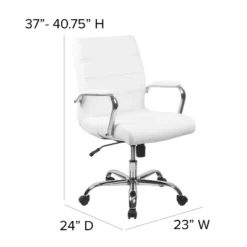 Flash Furniture Whitney Mid-Back White LeatherSoft Executive Swivel Office Chair With Chrome Frame And Arms - Set Of 4 -Flash Furniture GUEST 755f985b 1b96 461d aebc 7d4171609c0e