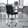 Flash Furniture Mid-Back LeatherSoft Drafting Chair With Adjustable Foot Ring And Chrome Base