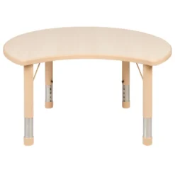 Flash Furniture 25.125"W X 35.5"L Crescent Natural Plastic Height Adjustable Activity Table -Flash Furniture GUEST 7640befe 3896 4740 945f 8b8e6b5fb563