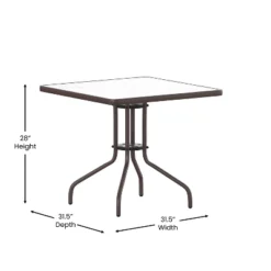 Flash Furniture Barker 31.5'' Square Tempered Glass Metal Table -Flash Furniture GUEST 764e1a73 d82d 4b41 8e36 efc9952ec7d9 1