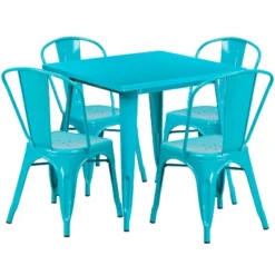 Flash Furniture Commercial Grade 31.5" Square Metal Indoor-Outdoor Table Set With 4 Stack Chairs 40 Flash Furniture Commercial Grade 31.5" Square Metal Indoor-Outdoor Table Set With 4 Stack Chairs -Flash Furniture GUEST 765573a8 3317 4e76 97de f30e733bb9dc