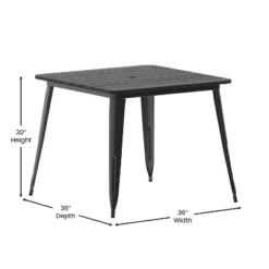 Flash Furniture Declan Commercial Indoor/Outdoor Dining Table With Umbrella Hole, 36" Square All Weather Poly Resin Top And Steel Base -Flash Furniture GUEST 767b5b67 94bd 4020 9aa0 515a89c231c0