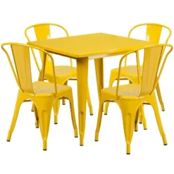 Flash Furniture Commercial Grade 31.5" Square Metal Indoor-Outdoor Table Set With 4 Stack Chairs 39 Flash Furniture Commercial Grade 31.5" Square Metal Indoor-Outdoor Table Set With 4 Stack Chairs -Flash Furniture GUEST 769baca1 b113 4d81 8597 59e61d40ed4b