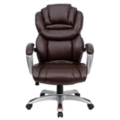 High Back LeatherSoft Executive Swivel Ergonomic Office Chair With Accent Layered Seat And Back And Padded Arms Brown - Flash Furniture -Flash Furniture GUEST 76daf0c4 e897 454e 9c1a 90cf188c69b9