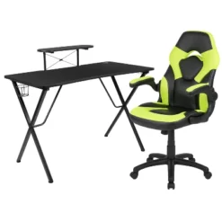 Flash Furniture Gaming Desk And Racing Chair Set With Cup Holder, Headphone Hook, And Monitor/Smartphone Stand -Flash Furniture GUEST 77fc4ee4 fc62 4626 bb36 f001d39d305c