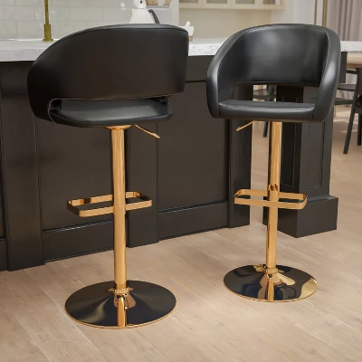 Flash Furniture Contemporary Vinyl Adjustable Height Barstool With Rounded Mid-Back, Set Of 2 3 Flash Furniture Contemporary Vinyl Adjustable Height Barstool With Rounded Mid-Back, Set Of 2