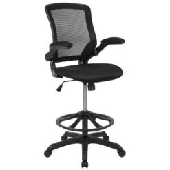 Flash Furniture Mid-Back Mesh Ergonomic Drafting Chair With Adjustable Foot Ring And Flip-Up Arms -Flash Furniture GUEST 78a3c1d6 2f7f 46fd aa04 bb5ceec28a0e