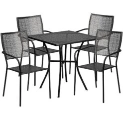 Flash Furniture Oia Commercial Grade 28" Square Indoor-Outdoor Steel Patio Table Set With 4 Square Back Chairs 15 Flash Furniture Oia Commercial Grade 28" Square Indoor-Outdoor Steel Patio Table Set With 4 Square Back Chairs -Flash Furniture GUEST 78d799cb 7aa9 404f 9360 5293eca81b8f