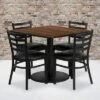 Flash Furniture 36'' Square Walnut Laminate Table Set With Round Base And 4 Ladder Back Metal Chairs - Black Vinyl Seat -Flash Furniture GUEST 78dfa398 d0b4 47b5 b8b2 3c7a7b54e532