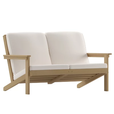 Flash Furniture Charlestown All-Weather Poly Resin Wood Adirondack Style Deep Seat Patio Loveseat With Cushions 14 Flash Furniture Charlestown All-Weather Poly Resin Wood Adirondack Style Deep Seat Patio Loveseat With Cushions - Image 12