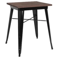 Flash Furniture 23.5" Square Metal Indoor Table With Rustic Wood Top -Flash Furniture GUEST 796d699a 568a 48e0 a22c 543d57e68485