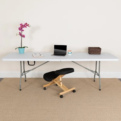 Flash Furniture 8-Foot Bi-Fold Granite White Plastic Banquet And Event Folding Table With Carrying Handle 3 Flash Furniture 8-Foot Bi-Fold Granite White Plastic Banquet And Event Folding Table With Carrying Handle