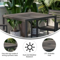 Flash Furniture Lark Outdoor Dining Table With Synthetic Gray Wash Teak Poly Slats - 35" Square Steel Framed Restaurant Table With Umbrella Hole 12 Flash Furniture Lark Outdoor Dining Table With Synthetic Gray Wash Teak Poly Slats - 35" Square Steel Framed Restaurant Table With Umbrella Hole -Flash Furniture GUEST 798b1981 458c 4c7a 96d6 816303203ae8
