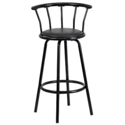 Flash Furniture Crown Back Black Metal Barstool With Black Vinyl Swivel Seat -Flash Furniture GUEST 7a895972 dec3 4edb a217 6a232b615798