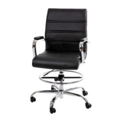 Flash Furniture Mid-Back LeatherSoft Drafting Chair With Adjustable Foot Ring And Chrome Base -Flash Furniture GUEST 7a9a7a01 097c 4607 b76b 21a46ddd5a0f