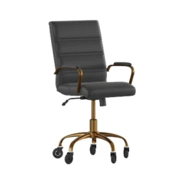 Flash Furniture Camilia Mid-Back Executive Swivel Office Chair With Arms, And Transparent Roller Wheels -Flash Furniture GUEST 7aa0287b 4d8b 4bbc b029 7178bc7a48cf