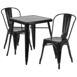 Flash Furniture Commercial Grade 23.75" Square Metal Indoor-Outdoor Table Set With 2 Stack Chairs 27 Flash Furniture Commercial Grade 23.75" Square Metal Indoor-Outdoor Table Set With 2 Stack Chairs -Flash Furniture GUEST 7abe6f65 c034 4a7b b8f6 f573b9e874d4