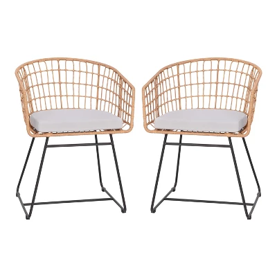 Flash Furniture Devon Set Of 2 Indoor/Outdoor Patio Boho Club Chairs, Rope With PE Wicker Rattan, Cushions And Sled Base 14 Flash Furniture Devon Set Of 2 Indoor/Outdoor Patio Boho Club Chairs, Rope With PE Wicker Rattan, Cushions And Sled Base - Image 12