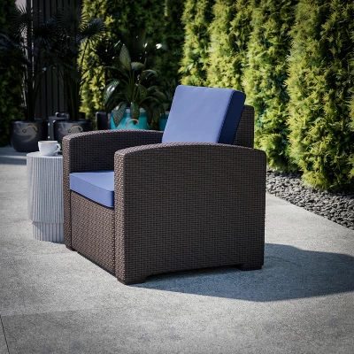 Flash Furniture Seneca Faux Rattan Chair With All-Weather Cushion 4 Flash Furniture Seneca Faux Rattan Chair With All-Weather Cushion - Image 2