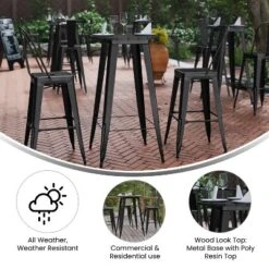 Flash Furniture Declan Commercial Indoor/Outdoor Bar Top Table, 23.75" Round All Weather Poly Resin Top With Steel Base -Flash Furniture GUEST 7b700717 e057 413c 9968 7593d76fee49