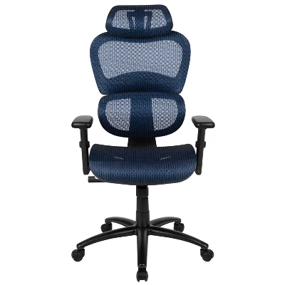 Flash Furniture Ergonomic Mesh Office Chair With 2-to-1 Synchro-Tilt, Adjustable Headrest, Lumbar Support, And Adjustable Pivot Arms 4 Flash Furniture Ergonomic Mesh Office Chair With 2-to-1 Synchro-Tilt, Adjustable Headrest, Lumbar Support, And Adjustable Pivot Arms - Image 2