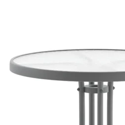 Flash Furniture Bellamy 23.75'' Silver Round Tempered Glass Metal Table -Flash Furniture GUEST 7be3e641 c2c2 464e 954f 13ec3f55c21f