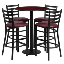 Flash Furniture 30'' Round Laminate Table Set With Round Base And 4 Ladder Back Metal Barstools -Flash Furniture GUEST 7c1aa09d de23 4875 bf30 ab347edc62b8