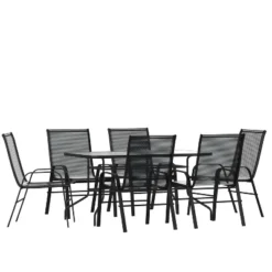 Flash Furniture 7 Piece Outdoor Patio Dining Set - Tempered Glass Patio Table, 6 Flex Comfort Stack Chairs 23 Flash Furniture 7 Piece Outdoor Patio Dining Set - Tempered Glass Patio Table, 6 Flex Comfort Stack Chairs -Flash Furniture GUEST 7c6ecb1e ef0d 4c3d ac57 74ff6198258e