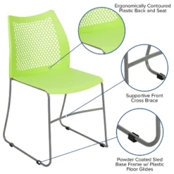 Flash Furniture HERCULES Series 661 Lb. Capacity Stack Chair With Air-Vent Back And Powder Coated Sled Base -Flash Furniture GUEST 7cc772e6 050c 4fd9 87d1 84ae192cd49e