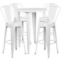 Flash Furniture Commercial Grade 30" Round Metal Indoor-Outdoor Bar Table Set With 4 Cafe Stools -Flash Furniture GUEST 7da81b80 4718 4be6 80d9 7a1b4fce50b2