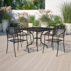 Flash Furniture Oia Commercial Grade 35.5" Square Indoor-Outdoor Steel Patio Table Set With 4 Round Back Chairs 23 Flash Furniture Oia Commercial Grade 35.5" Square Indoor-Outdoor Steel Patio Table Set With 4 Round Back Chairs -Flash Furniture GUEST 7dd42098 66eb 4463 ae48 fd5142982f7f