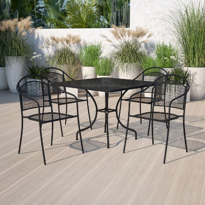 Flash Furniture Oia Commercial Grade 35.5" Square Indoor-Outdoor Steel Patio Table Set With 4 Round Back Chairs 11 Flash Furniture Oia Commercial Grade 35.5" Square Indoor-Outdoor Steel Patio Table Set With 4 Round Back Chairs - Image 9