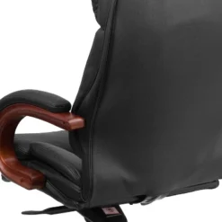 Flash Furniture High Back Black LeatherSoft Executive Ergonomic Office Chair With Synchro-Tilt Mechanism, Mahogany Wood Base And Arms -Flash Furniture GUEST 7eb62b6b fdcf 4ca2 95ae fb3cb6b792ca