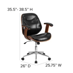 Flash Furniture Tansia Mid-Back Black LeatherSoft Executive Ergonomic Wood Swivel Office Chair With Arms -Flash Furniture GUEST 7f70b893 973f 4b69 8944 1b470aa1681d