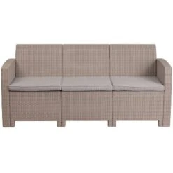 Flash Furniture Faux Rattan Sofa With All-Weather Cushions -Flash Furniture GUEST 7fa16292 8bcd 44a5 95dd 153d06b5ea65