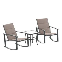 Flash Furniture Brazos 3 Piece Outdoor Rocking Chair Bistro Set With Flex Comfort Material And Metal Framed Glass Top Table -Flash Furniture GUEST 8004bb93 e1c4 49ab 8fda 60598c43d777