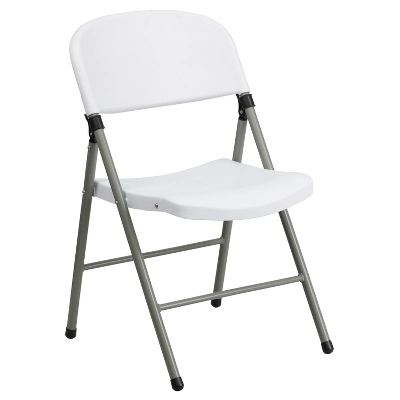 Flash Furniture HERCULES Series White Plastic Folding Chairs | Set Of 2 Lightweight Folding Chairs With Gray Frame 12 Flash Furniture HERCULES Series White Plastic Folding Chairs | Set Of 2 Lightweight Folding Chairs With Gray Frame - Image 10