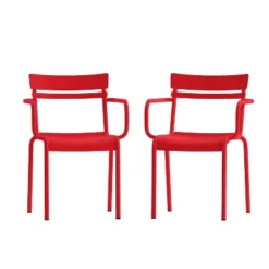 Flash Furniture Nash Commercial Grade Steel Indoor-Outdoor Stackable Chair With 2 Slats And Arms, Set Of 2 -Flash Furniture GUEST 8110aaa7 97cb 4ade 8936 f37f2a9b9c0b