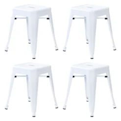 Flash Furniture 18" Table Height Stool, Stackable Backless Metal Indoor Dining Stool, Commercial Grade Restaurant Stool - Set Of 4 -Flash Furniture GUEST 81790acc 5aaa 4e18 9fba 2dc872963757