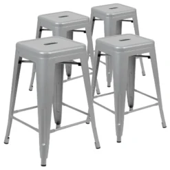 Flash Furniture 24" High Metal Counter-Height, Indoor Bar Stool - Stackable Set Of 4 -Flash Furniture GUEST 81b84e43 ecba 4f11 ac6e 4bc64428df40