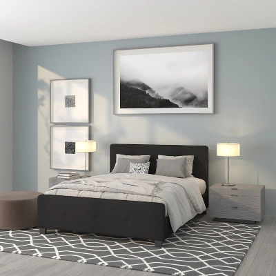 Flash Furniture Tribeca Queen Size Tufted Upholstered Platform Bed In Black Fabric 3 Flash Furniture Tribeca Queen Size Tufted Upholstered Platform Bed In Black Fabric