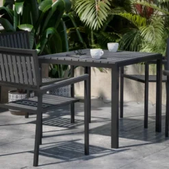 Flash Furniture Harris 5 Piece Commercial Indoor/Outdoor Table And Chairs With Black Poly Resin Slatted Backs And Seats -Flash Furniture GUEST 82632a06 4b8f 4a3b a535 d686fed77f0e